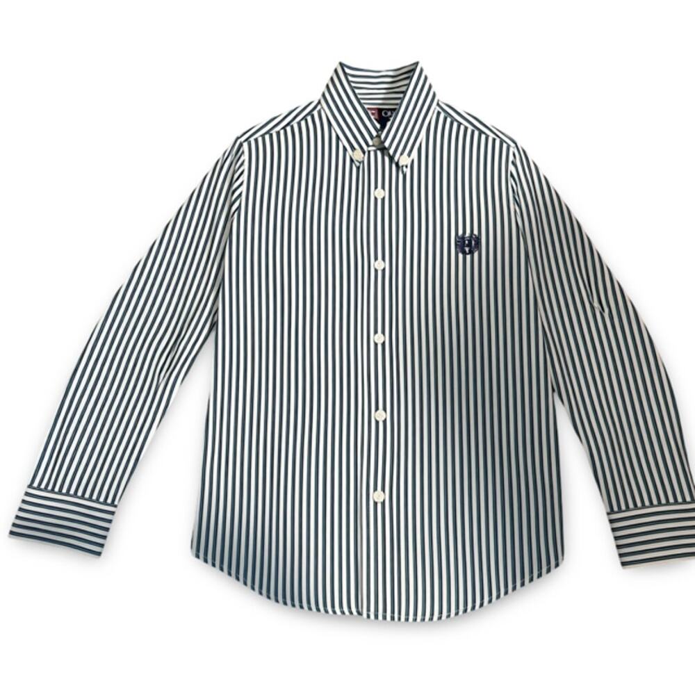 Chaps Boys Button Down Shirt Size 6 Green White